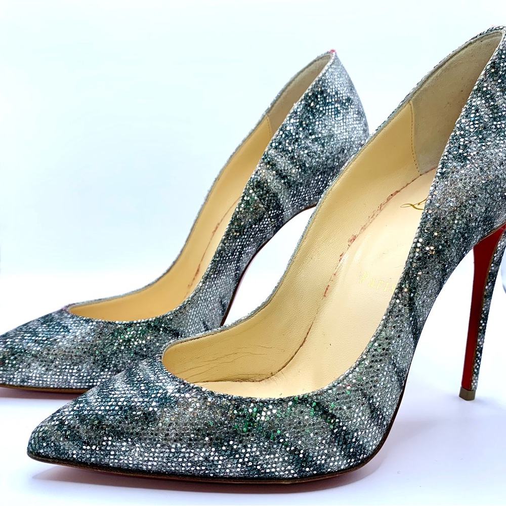 Christian Louboutin Pigalle Follies 100 Glitter Sirene High Heels S 37 - Picture 3 of 15